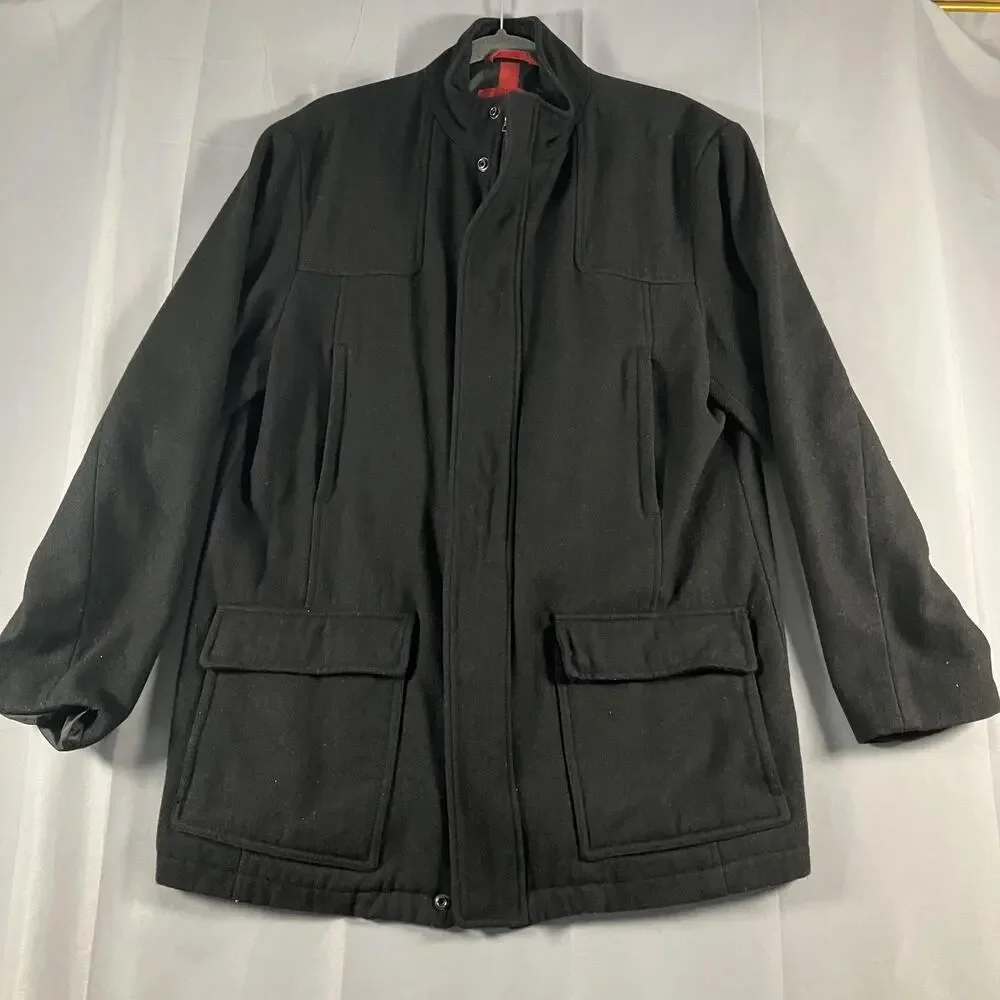Alfani Jacket Mens Large Wool Blend Full Zip‎ Button Front Coat Pockets